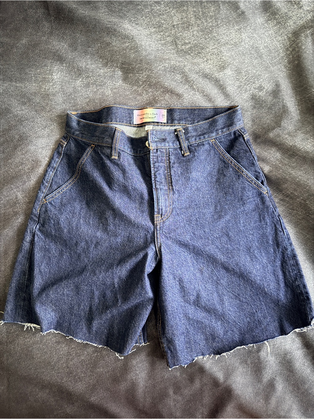 Abercrombie & Fitch Dark Blue Denim Cutoff Jorts